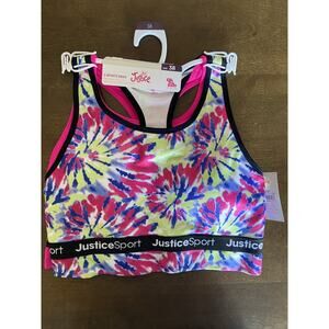 Justice Sport Girl's 2 pack sports bra size 38 pink & multicolor tie dye